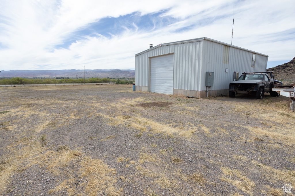 View of shed / structure featuring a garage