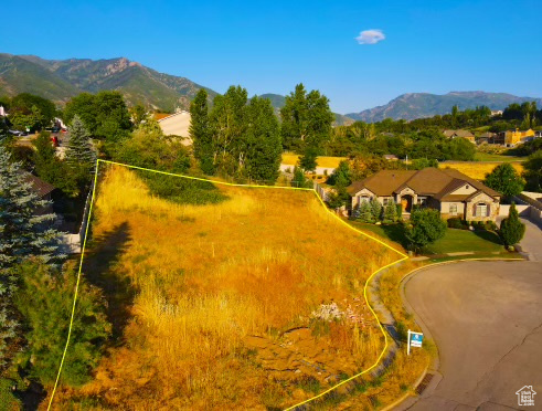 Bird's eye view featuring a mountain view