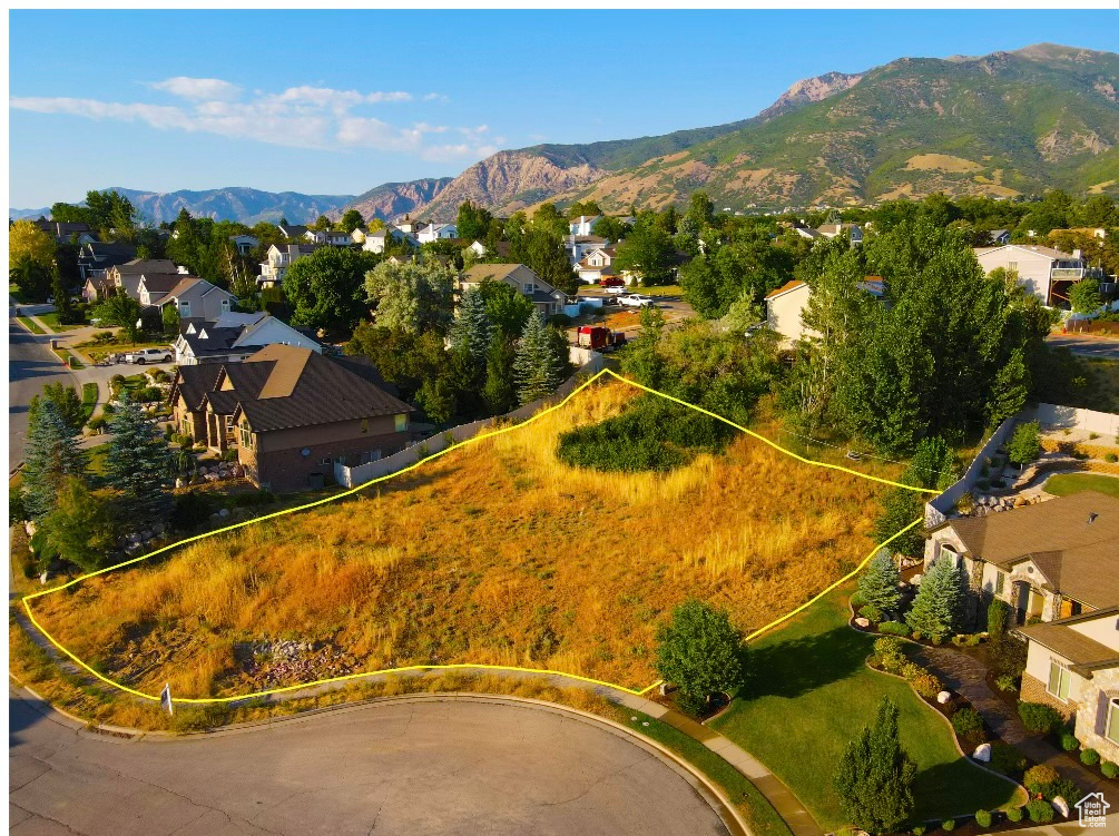 Aerial view with a mountain view