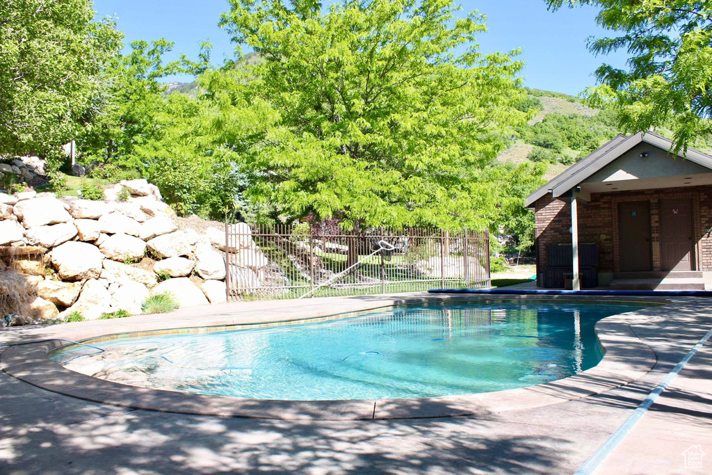 View of pool featuring a patio area