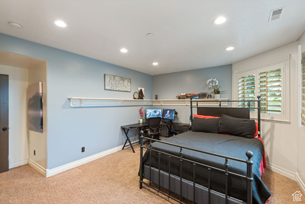 Bedroom with carpet flooring