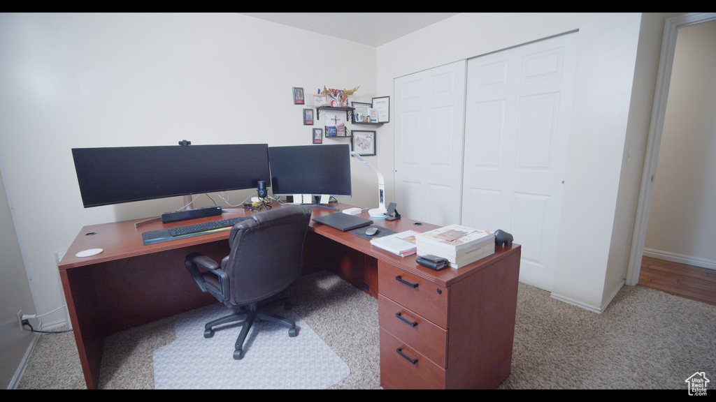 Office space featuring hardwood / wood-style flooring