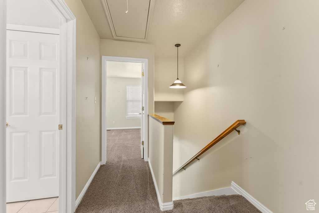 Hallway with carpet flooring