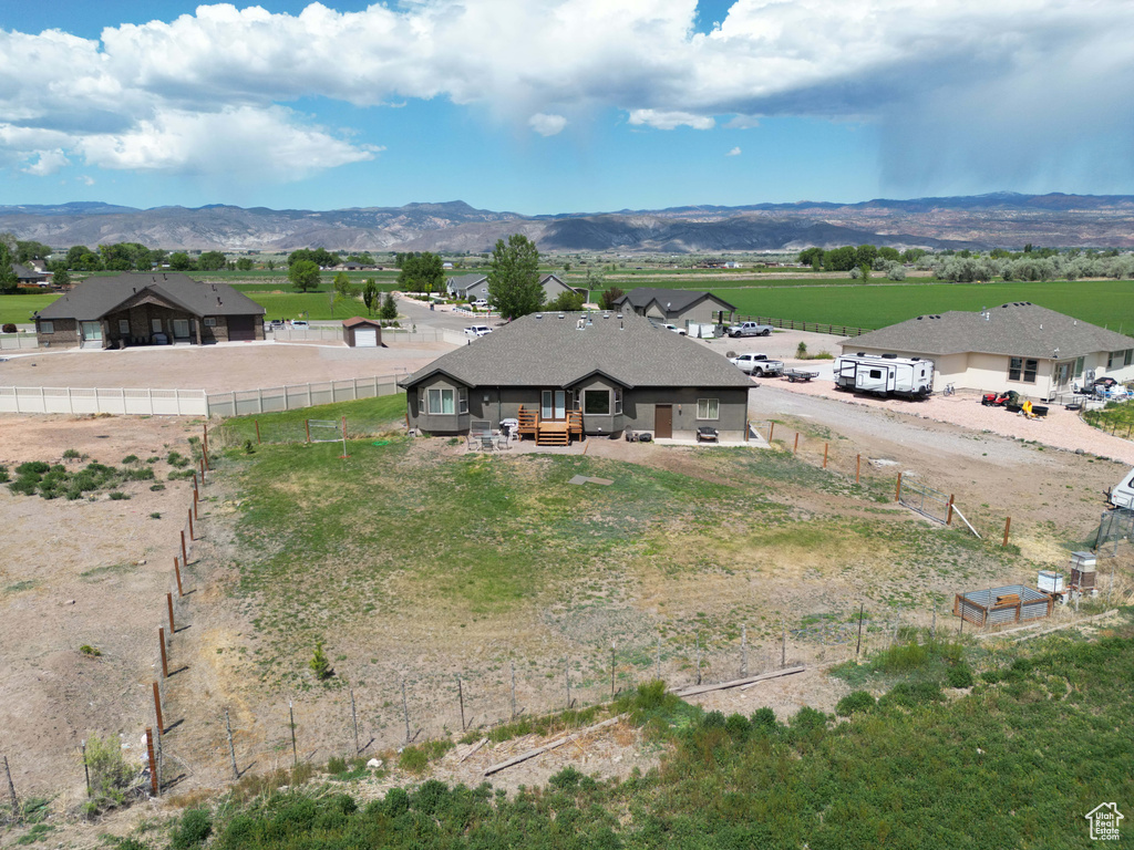 Aerial view featuring a mountain view