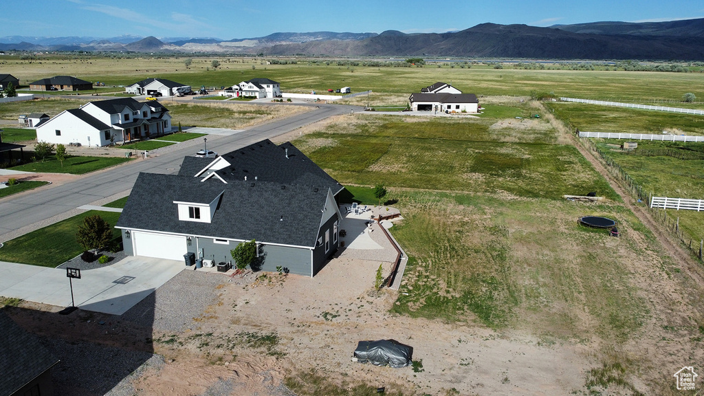 Drone / aerial view with a mountain view