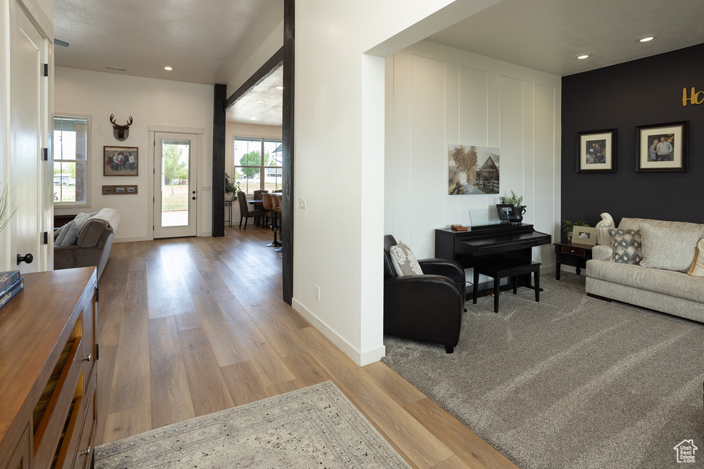 Interior space featuring light hardwood / wood-style flooring