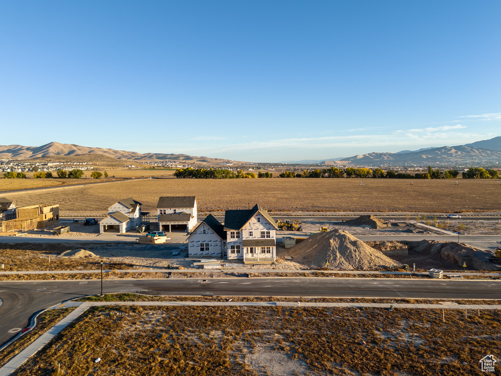 Aerial view featuring a mountain view and a rural view