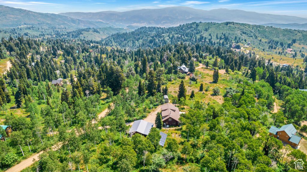 Drone / aerial view with a mountain view