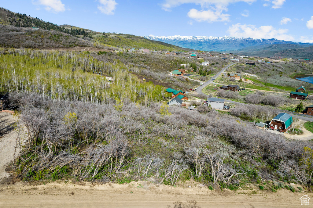 Birds eye view of property featuring a mountain view