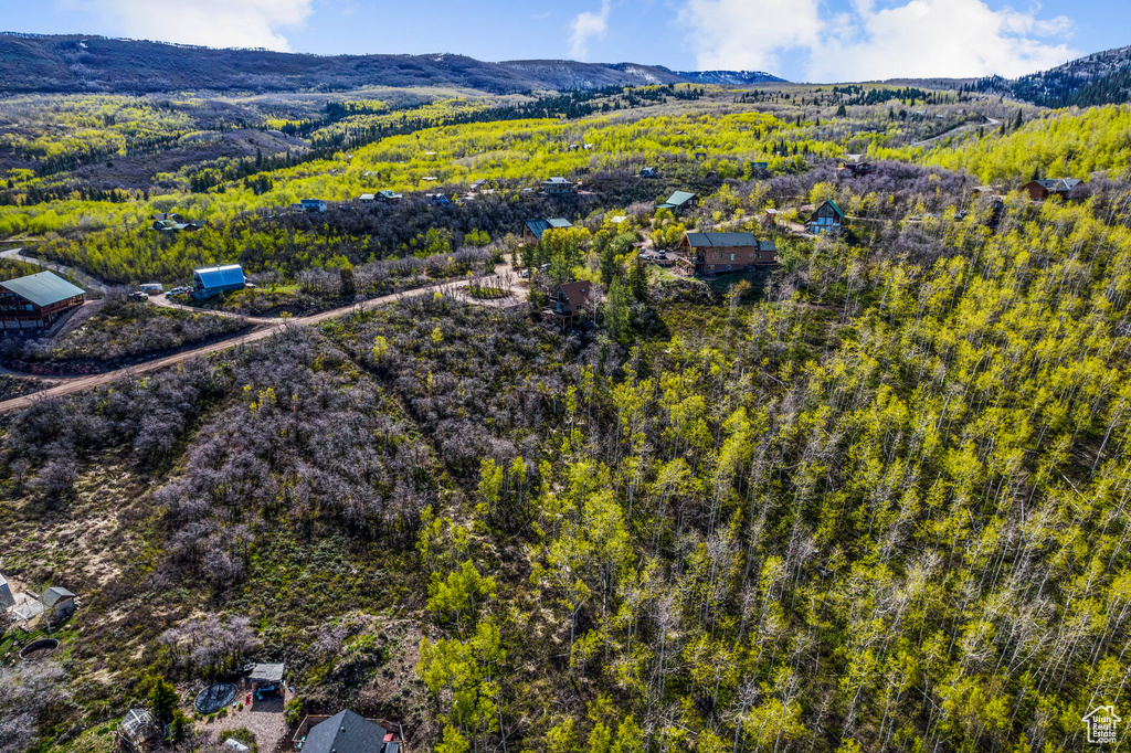 Bird\'s eye view featuring a mountain view