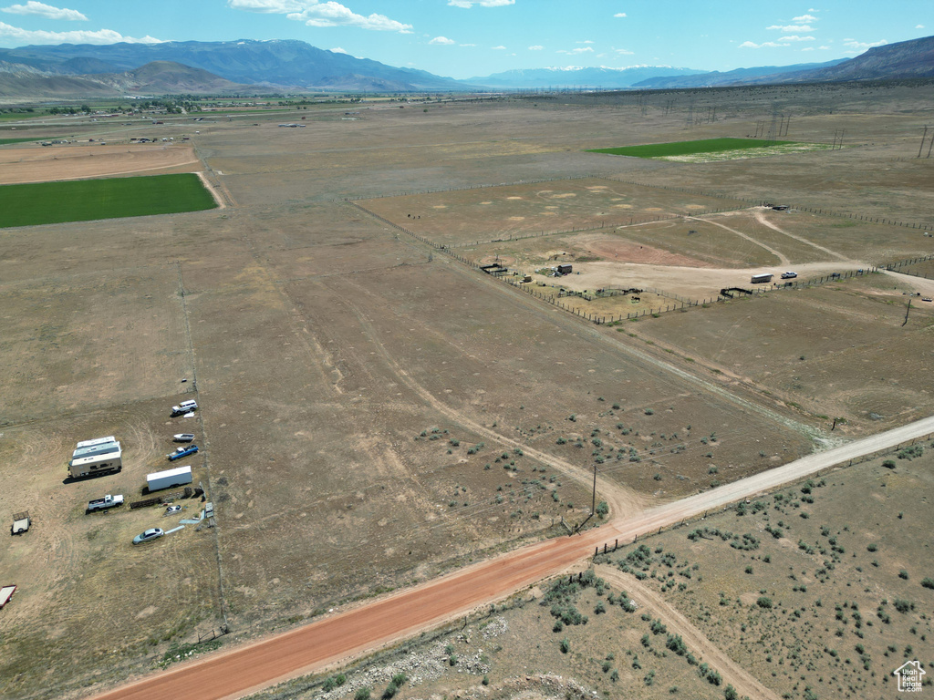 Aerial view featuring a mountain view and a rural view