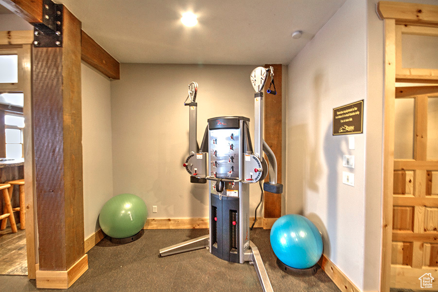 Workout area with carpet