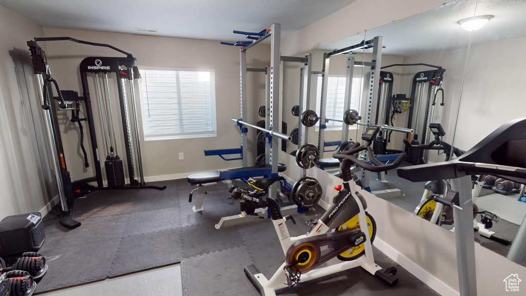 Workout room with plenty of natural light