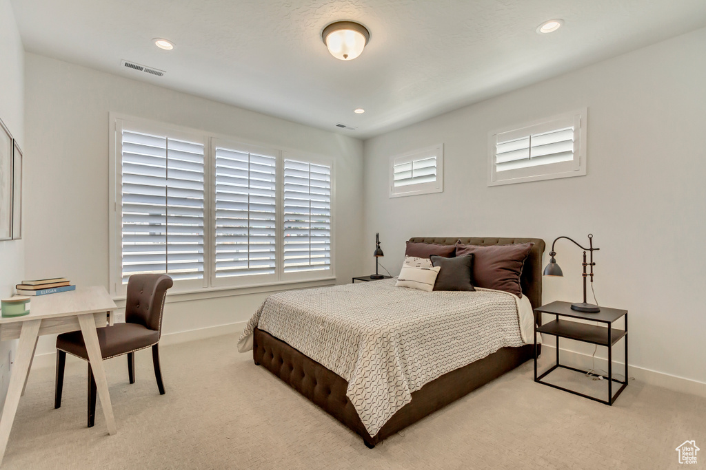 Bedroom featuring carpet