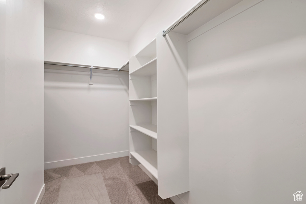 Walk in closet with carpet flooring