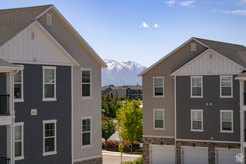 Exterior space featuring a mountain view