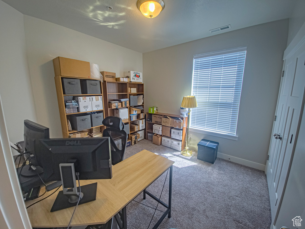 Office with carpet floors