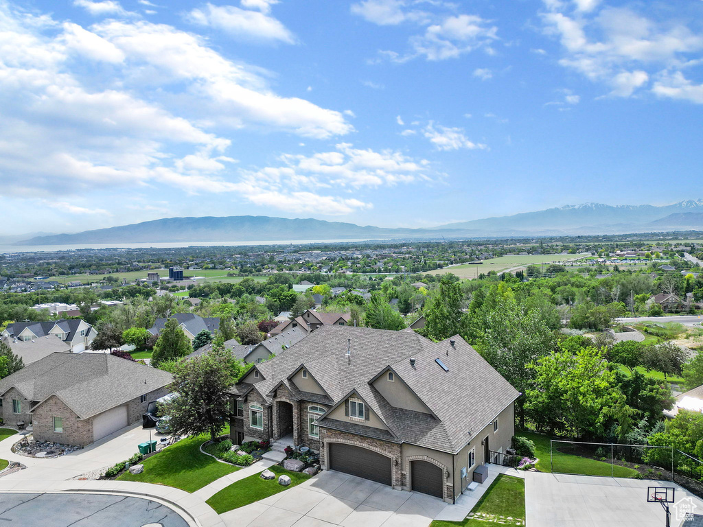 Drone / aerial view with a mountain view