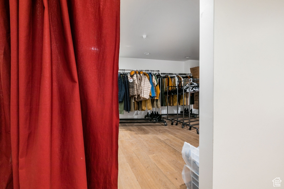 Walk in closet featuring wood-type flooring