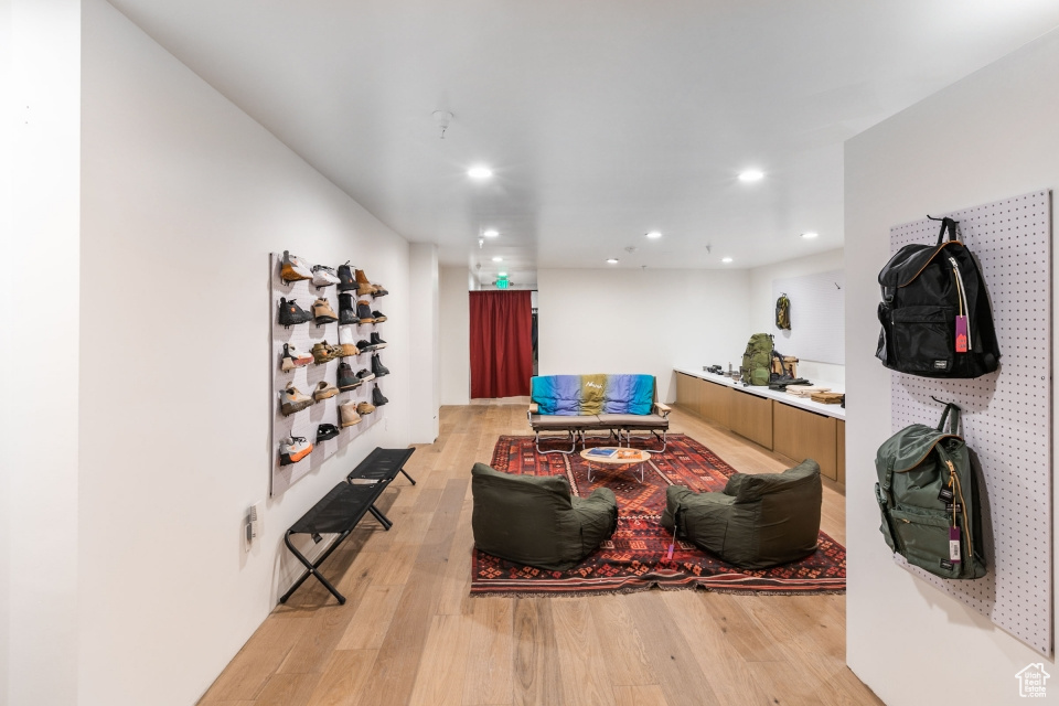 Living room featuring light wood-type flooring