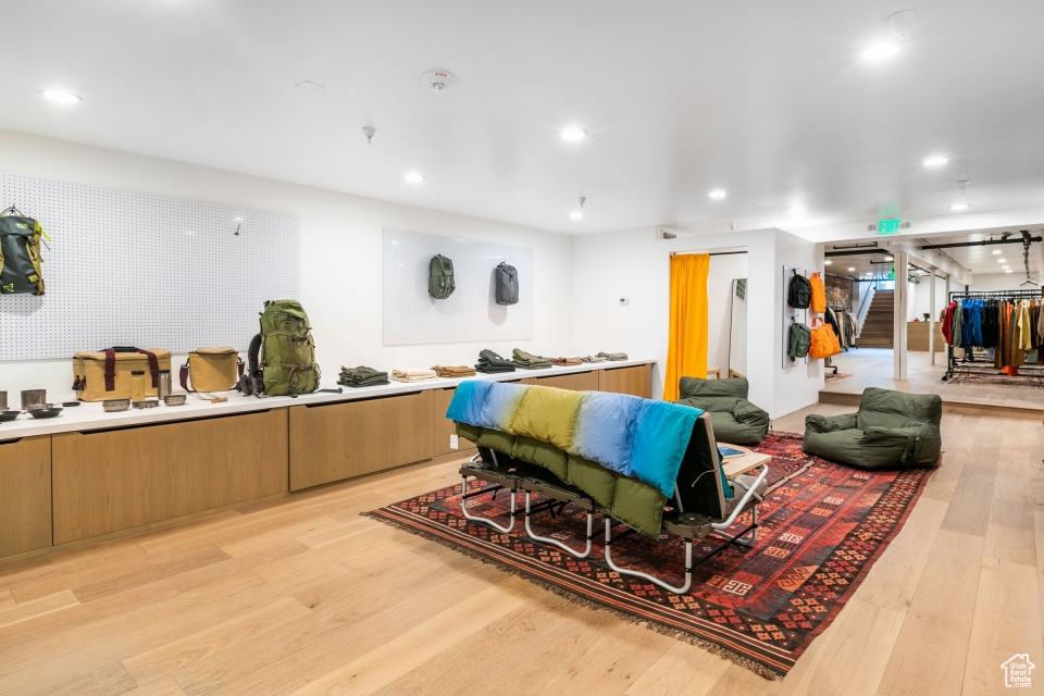 Living room featuring light hardwood / wood-style flooring