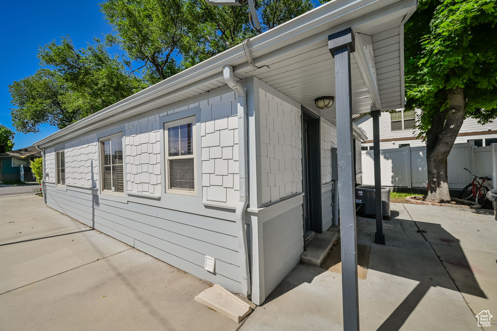 View of home\\\\\\\'s exterior with a patio area