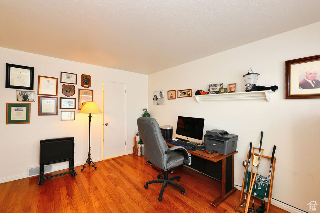 Office featuring wood-type flooring