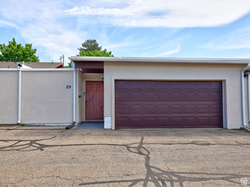 View of front of home with a garage