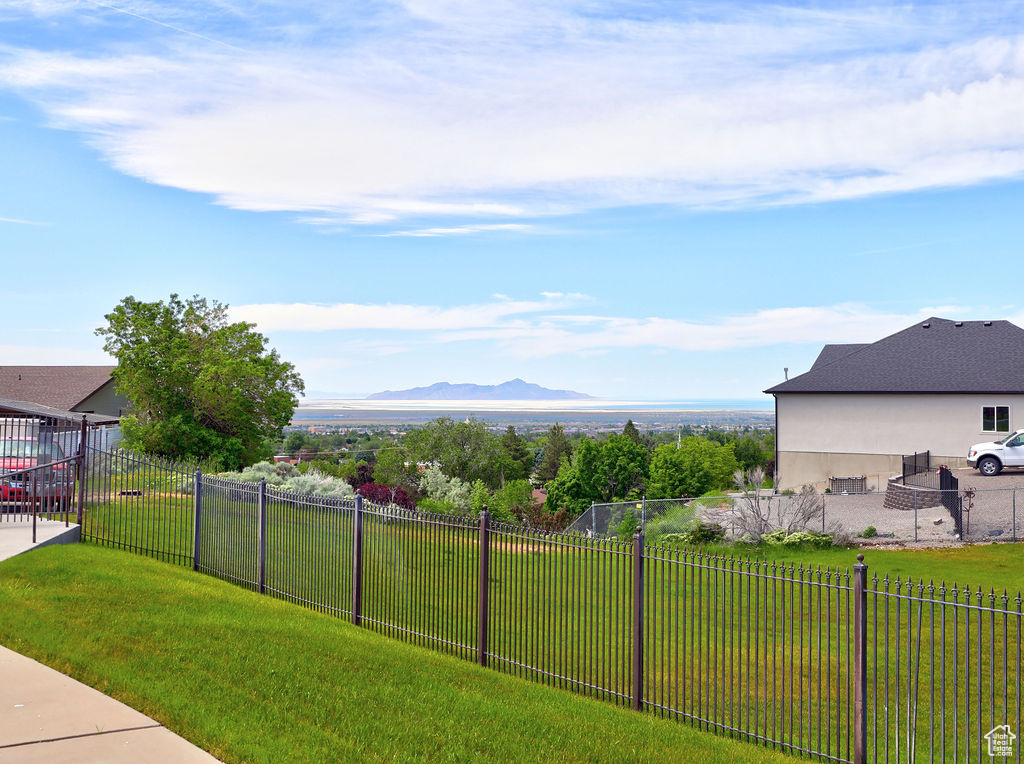 View of yard with a mountain view