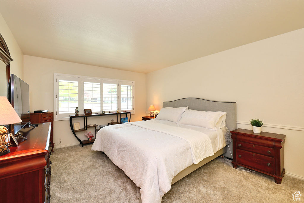 Bedroom with carpet