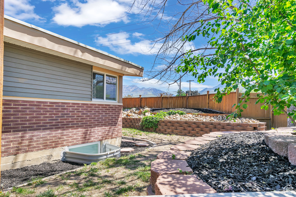 View of yard with a mountain view