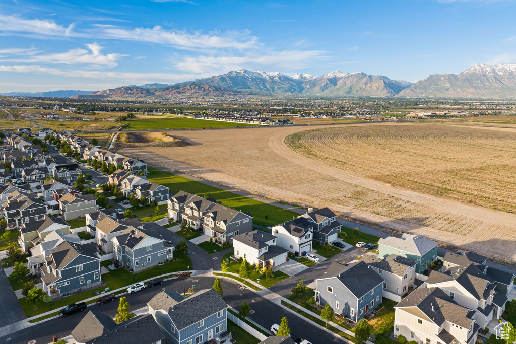 Drone / aerial view with a mountain view