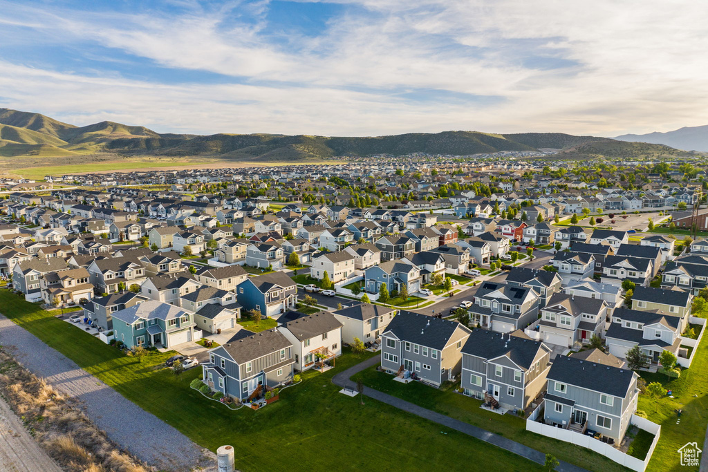 Drone / aerial view with a mountain view