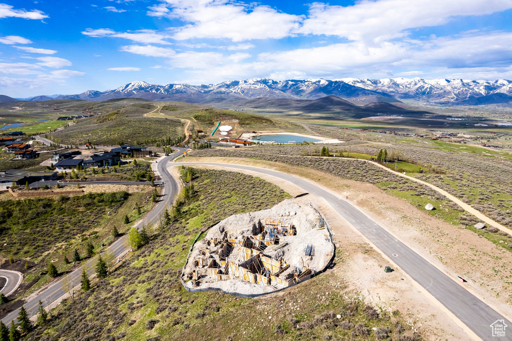 Aerial view featuring a mountain view