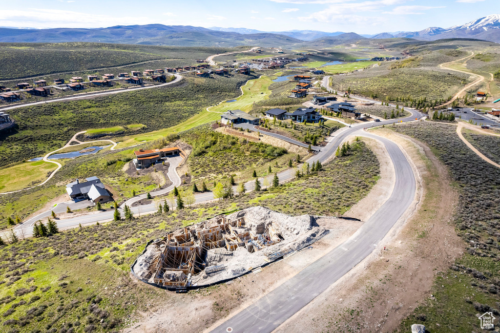 Drone / aerial view with a mountain view