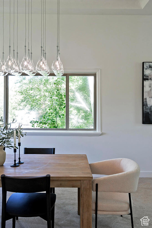 Dining space with carpet