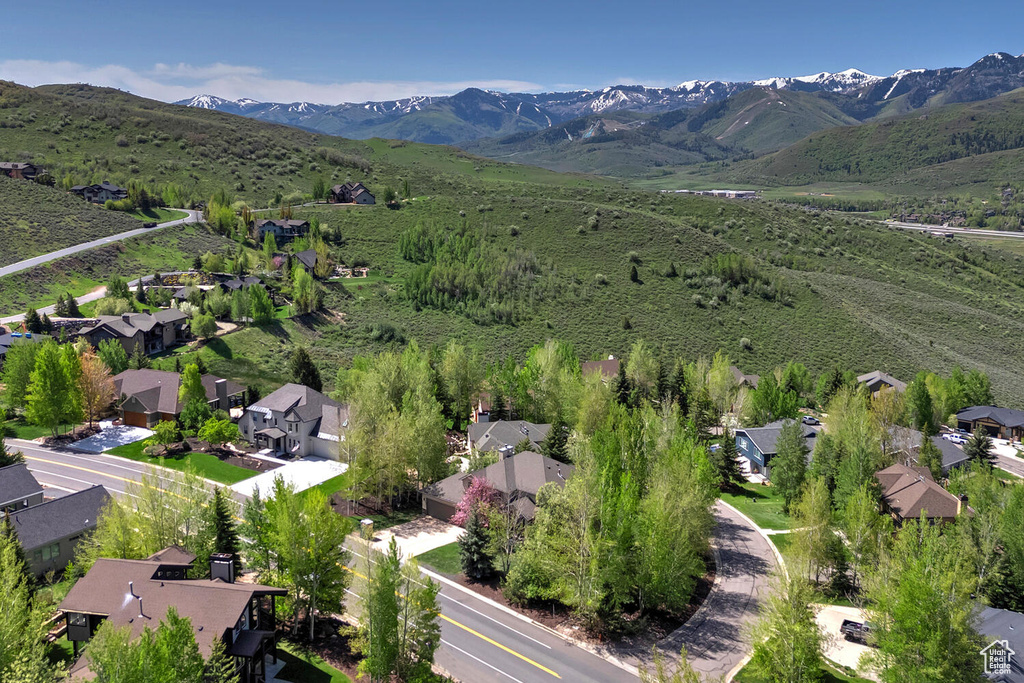 Bird\\\'s eye view with a mountain view