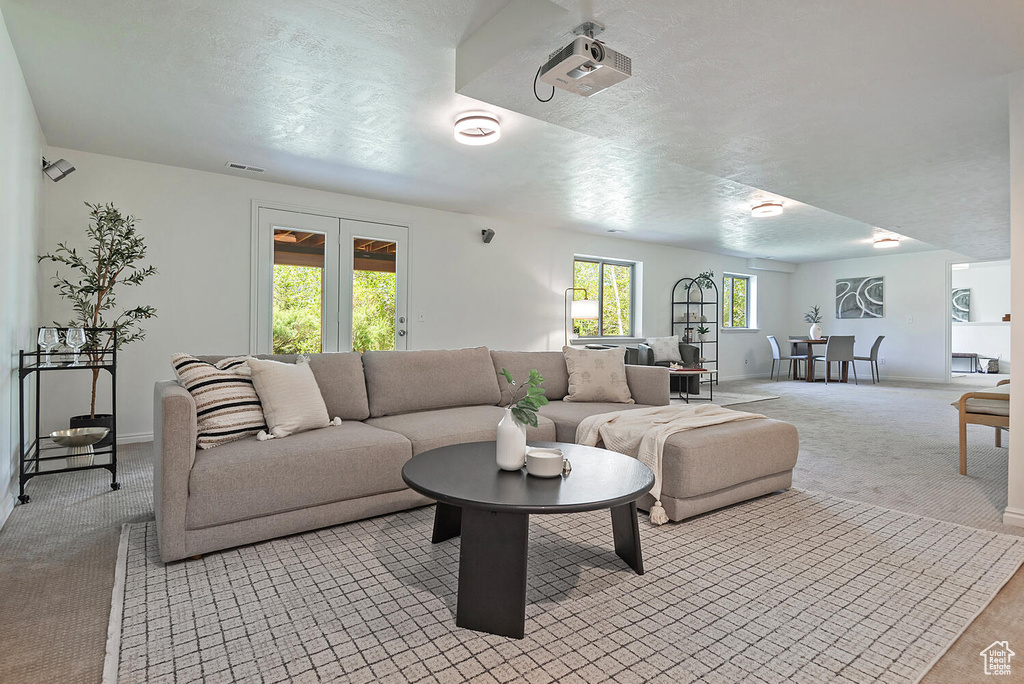 View of carpeted living room