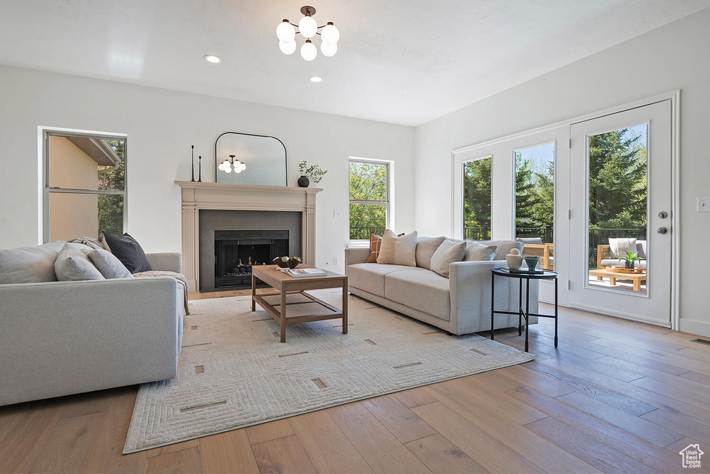 Living room featuring wood-type flooring