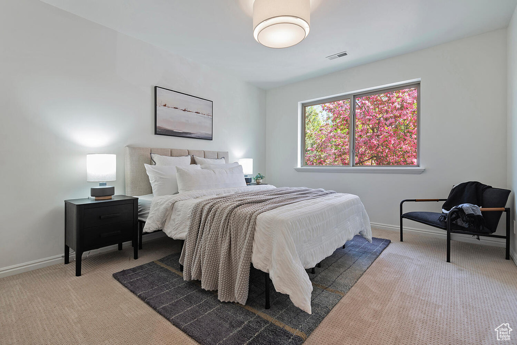 Bedroom featuring carpet floors