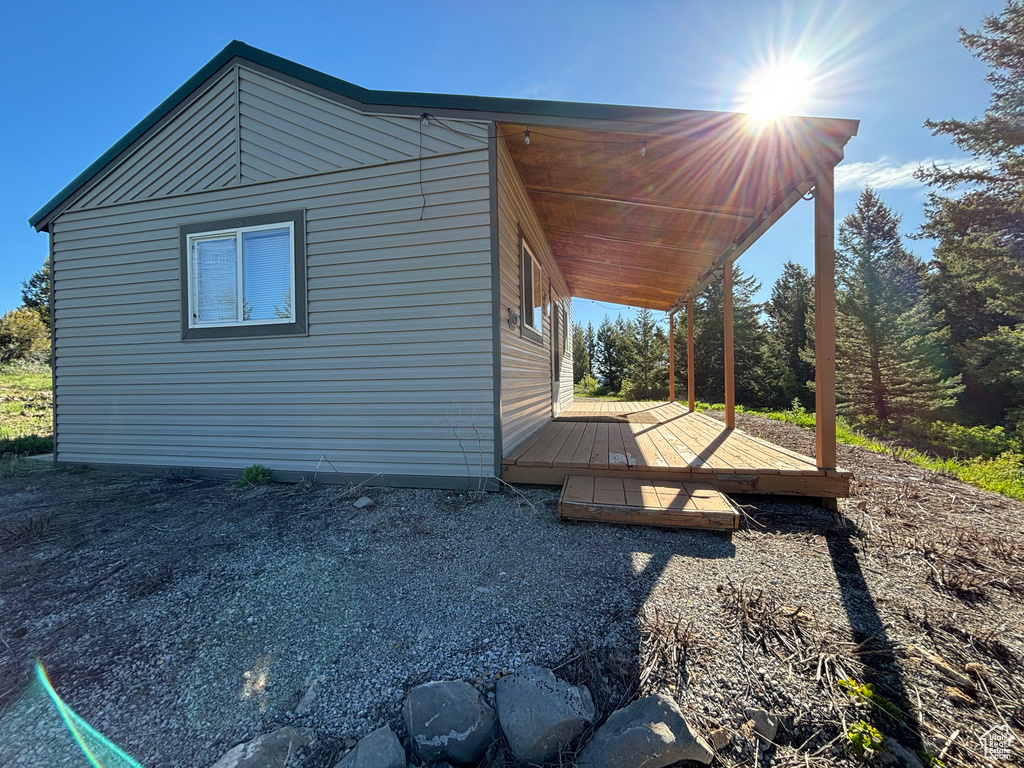 View of home\\\\\\\'s exterior with a deck