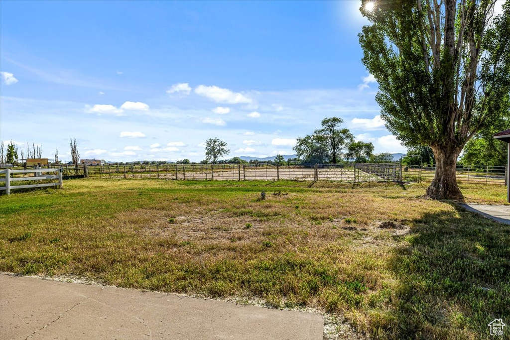 View of yard with a rural view