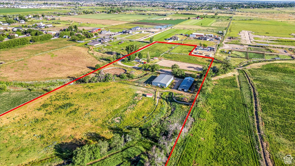 Aerial view featuring a rural view