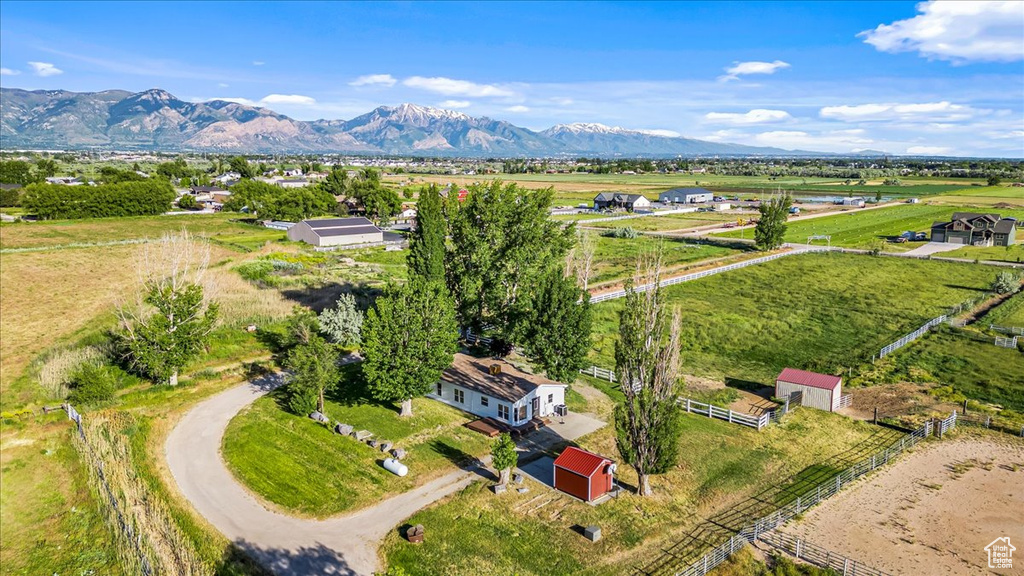 Aerial view with a mountain view and a rural view