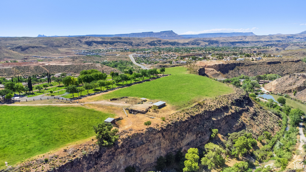 Drone / aerial view with a mountain view
