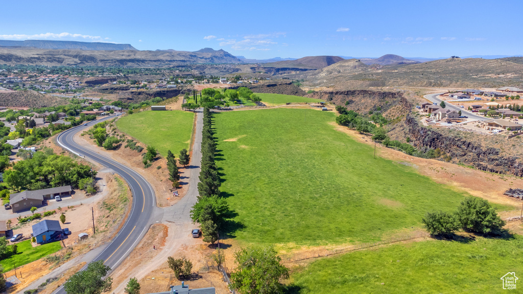 Drone / aerial view with a mountain view