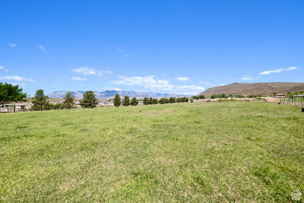 View of yard with a mountain view and a rural view