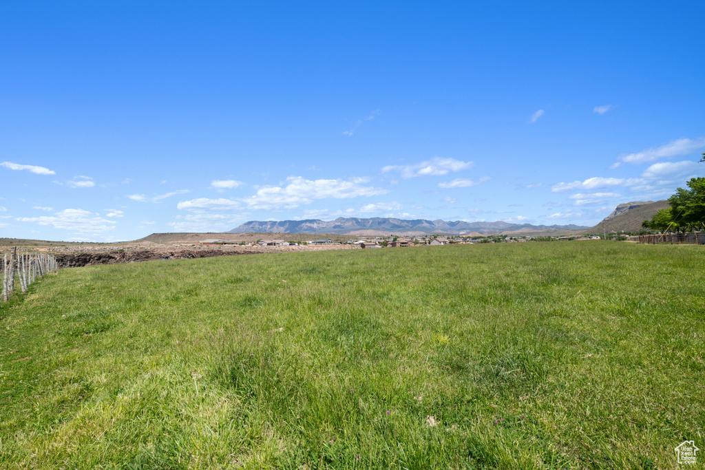 View of yard with a mountain view