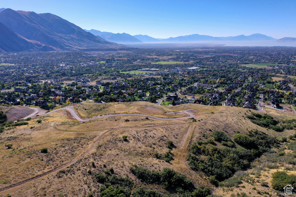 Aerial view with a mountain view