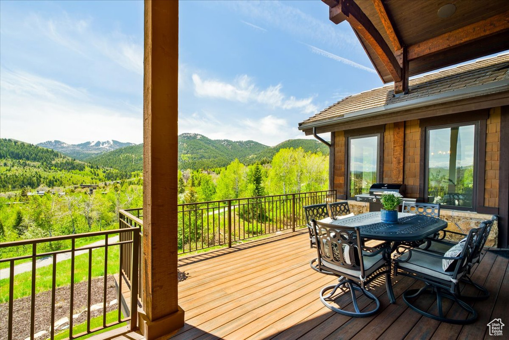 Wooden terrace with grilling area